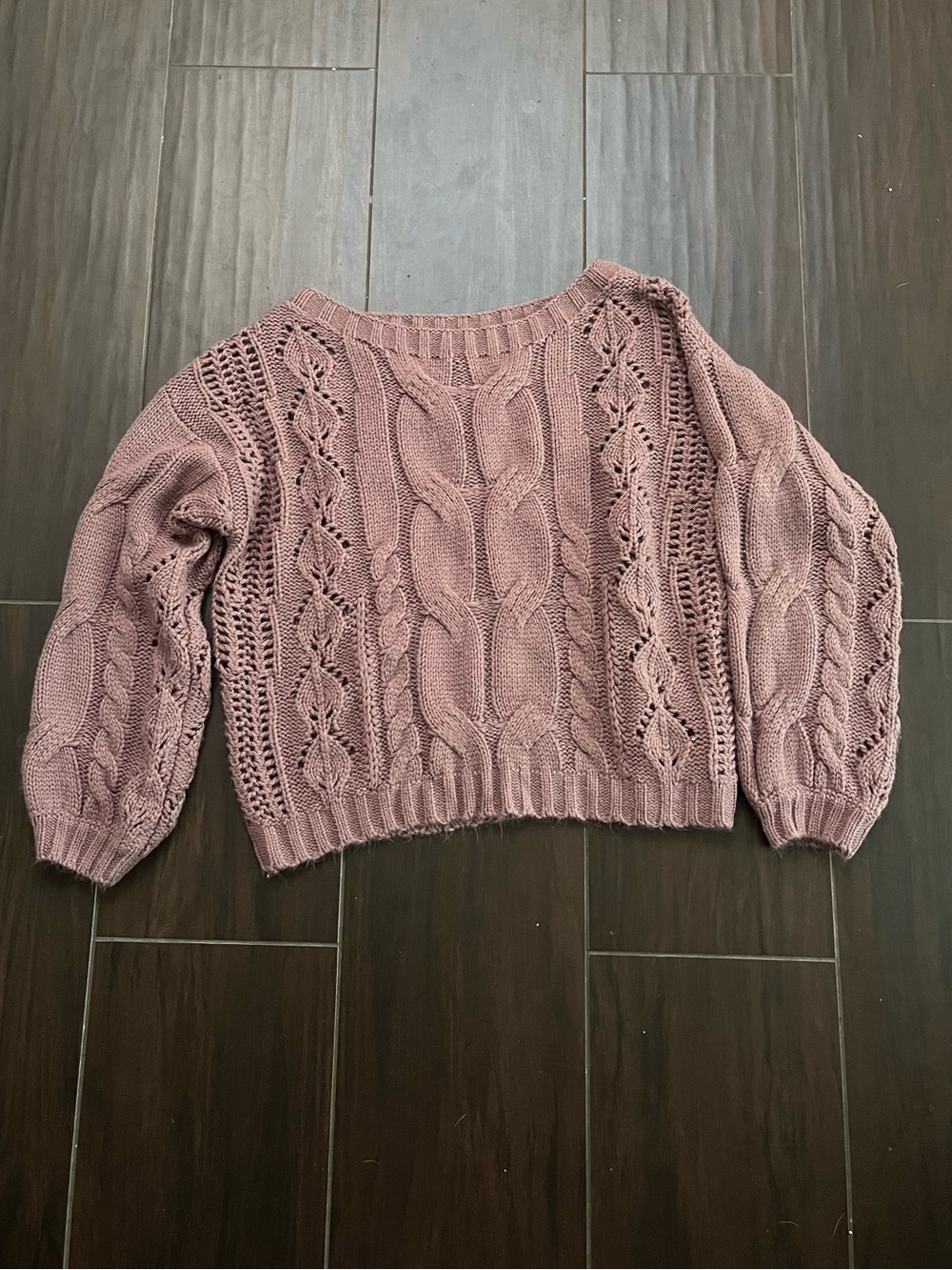 Shein Women’s Cable Knit Sweater Mauve Pink